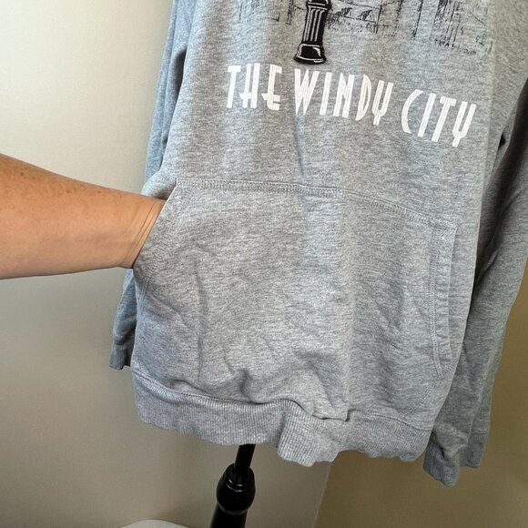 Disney Store Adult LG Mickey Mouse Chicago Hoodie The Windy City Gray - Picture 7 of 9